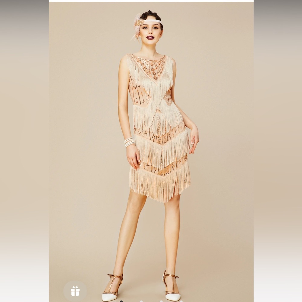 Babeyond Multi-Layer Tassel Sequin Flapper Dress,… - image 3